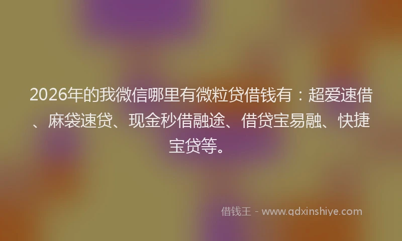 2026年的我微信哪里有微粒贷借钱有：超爱速借、麻袋速贷、现金秒借融途、借贷宝易融、快捷宝贷等。