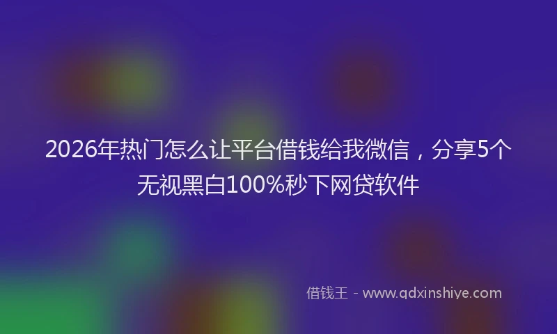 2026年热门怎么让平台借钱给我微信，分享5个无视黑白100%秒下网贷软件