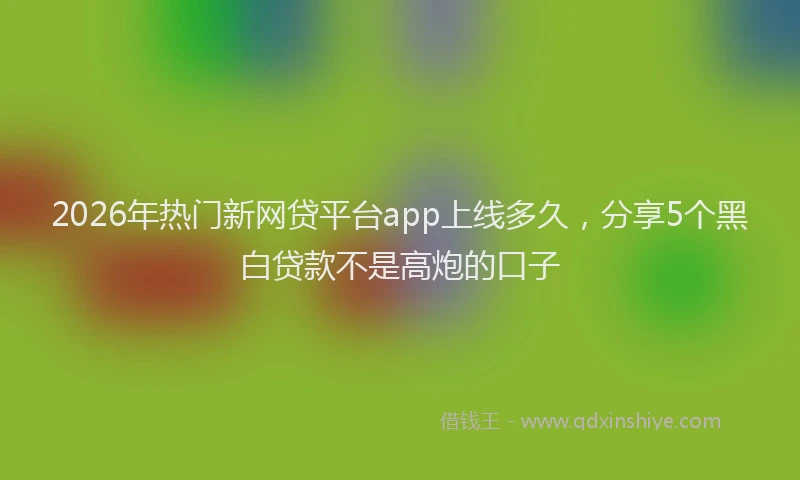 2026年热门新网贷平台app上线多久，分享5个黑白贷款不是高炮的口子