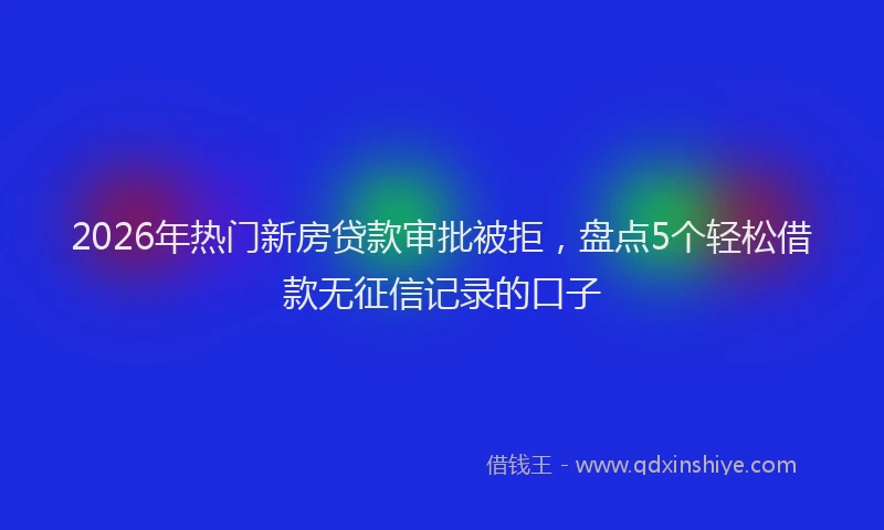 2026年热门新房贷款审批被拒，盘点5个轻松借款无征信记录的口子