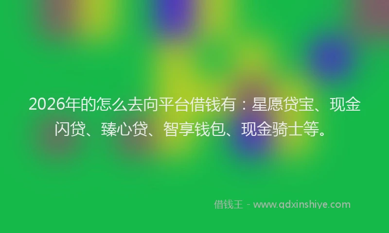 2026年的怎么去向平台借钱有：星愿贷宝、现金闪贷、臻心贷、智享钱包、现金骑士等。