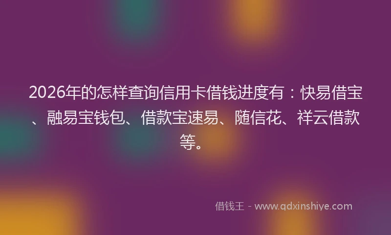 2026年的怎样查询信用卡借钱进度有：快易借宝、融易宝钱包、借款宝速易、随信花、祥云借款等。
