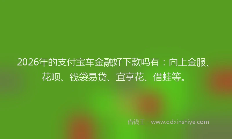 2026年的支付宝车金融好下款吗有：向上金服、花呗、钱袋易贷、宜享花、借蛙等。