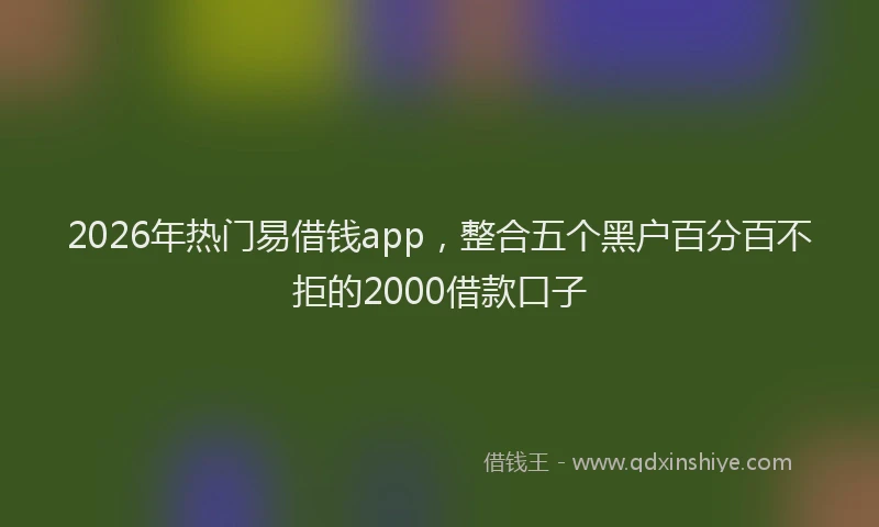 2026年热门易借钱app，整合五个黑户百分百不拒的2000借款口子