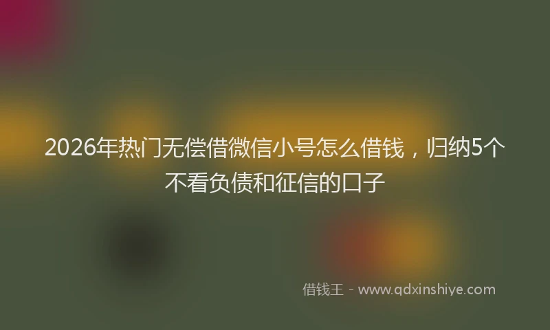 2026年热门无偿借微信小号怎么借钱，归纳5个不看负债和征信的口子