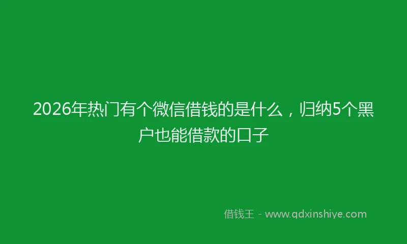 2026年热门有个微信借钱的是什么，归纳5个黑户也能借款的口子
