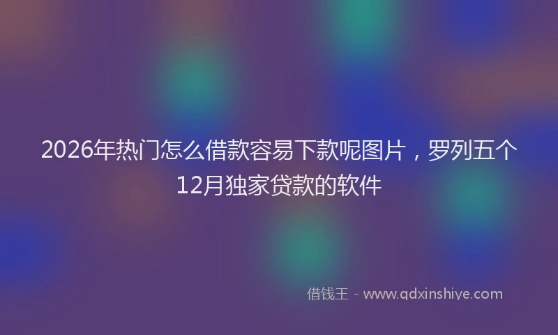2026年热门怎么借款容易下款呢图片，罗列五个12月独家贷款的软件