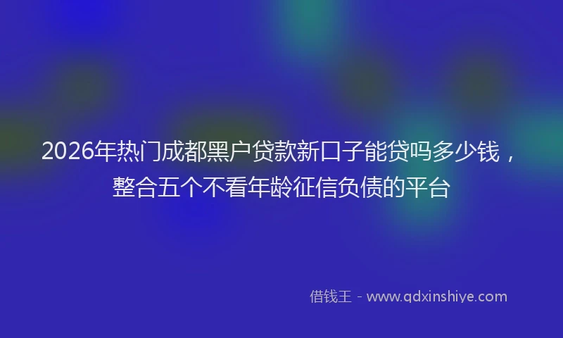 2026年热门成都黑户贷款新口子能贷吗多少钱,整合五个不看年龄征信负债的平台