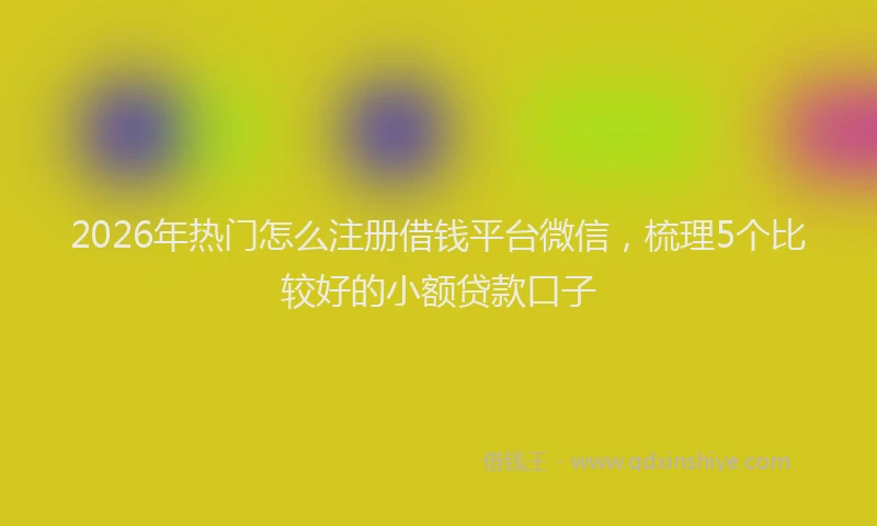 2026年热门怎么注册借钱平台微信，梳理5个比较好的小额贷款口子