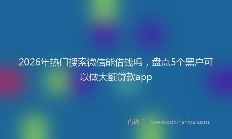 2026年热门搜索微信能借钱吗，盘点5个黑户可以做大额贷款app