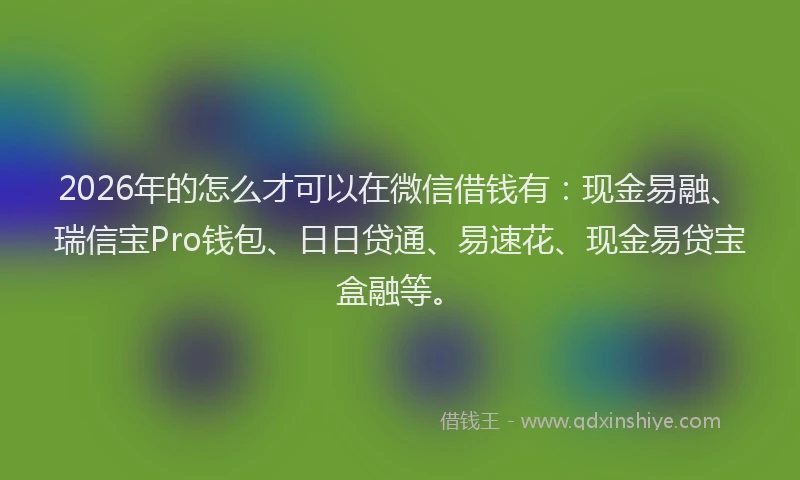 2026年的怎么才可以在微信借钱有:现金易融、瑞信宝Pro钱包、日日贷通、易速花、现金易贷宝盒融等。