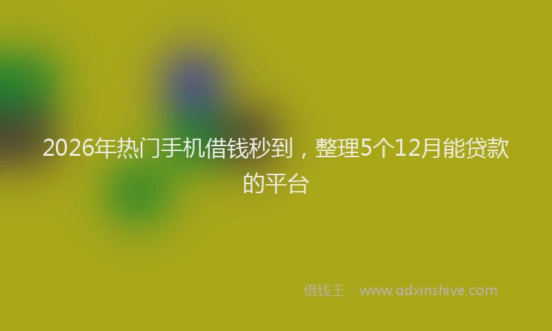 2026年热门手机借钱秒到，整理5个12月能贷款的平台