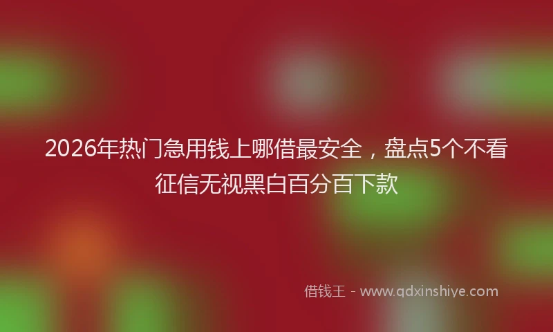 2026年热门急用钱上哪借最安全，盘点5个不看征信无视黑白百分百下款