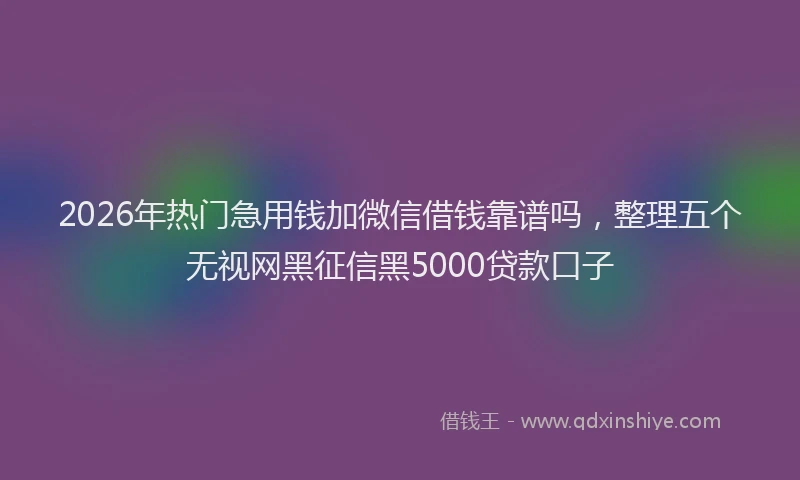 2026年热门急用钱加微信借钱靠谱吗，整理五个无视网黑征信黑5000贷款口子