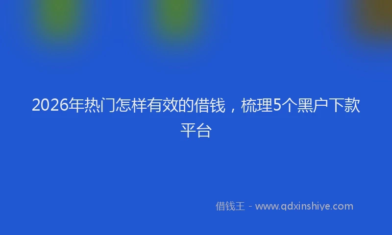 2026年热门怎样有效的借钱，梳理5个黑户下款平台