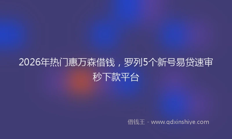 2026年热门惠万森借钱，罗列5个新号易贷速审秒下款平台