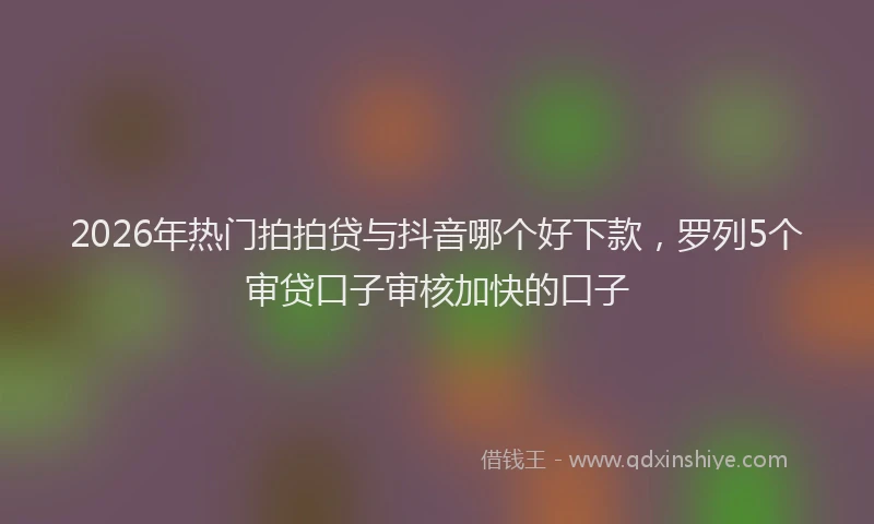 2026年热门拍拍贷与抖音哪个好下款，罗列5个审贷口子审核加快的口子