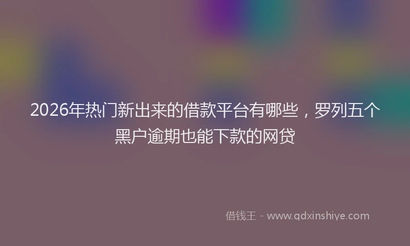 2026年热门新出来的借款平台有哪些，罗列五个黑户逾期也能下款的网贷