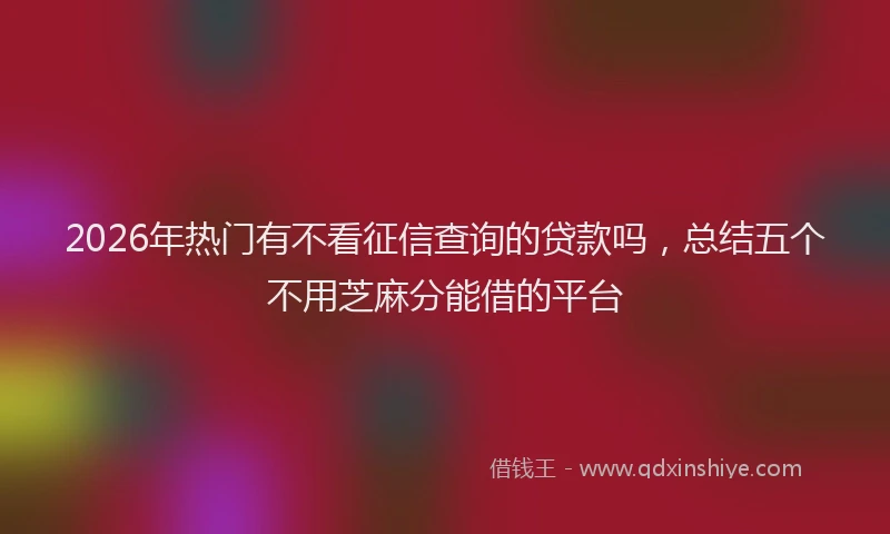 2026年热门有不看征信查询的贷款吗，总结五个不用芝麻分能借的平台