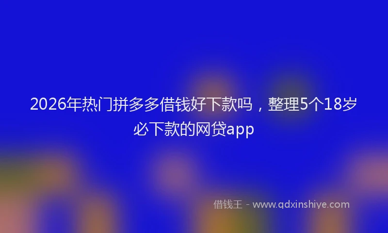 2026年热门拼多多借钱好下款吗，整理5个18岁必下款的网贷app