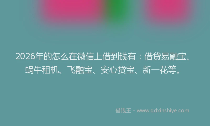 2026年的怎么在微信上借到钱有：借贷易融宝、蜗牛租机、飞融宝、安心贷宝、新一花等。