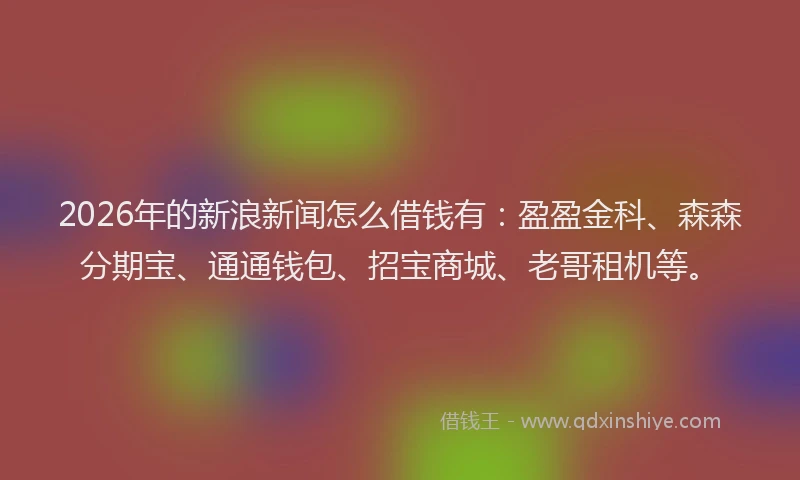 2026年的新浪新闻怎么借钱有：盈盈金科、森森分期宝、通通钱包、招宝商城、老哥租机等。
