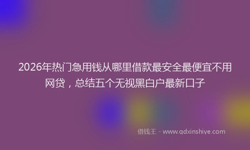 2026年热门急用钱从哪里借款最安全最便宜不用网贷，总结五个无视黑白户最新口子