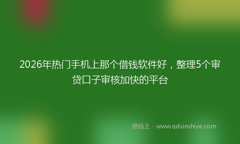 2026年热门手机上那个借钱软件好，整理5个审贷口子审核加快的平台