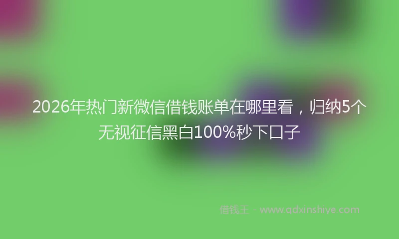 2026年热门新微信借钱账单在哪里看，归纳5个无视征信黑白100%秒下口子