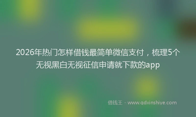 2026年热门怎样借钱最简单微信支付,梳理5个无视黑白无视征信申请就下款的app