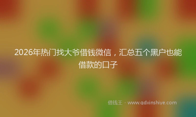 2026年热门找大爷借钱微信，汇总五个黑户也能借款的口子