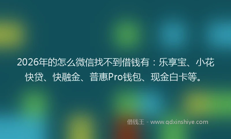 2026年的怎么微信找不到借钱有：乐享宝、小花快贷、快融金、普惠Pro钱包、现金白卡等。