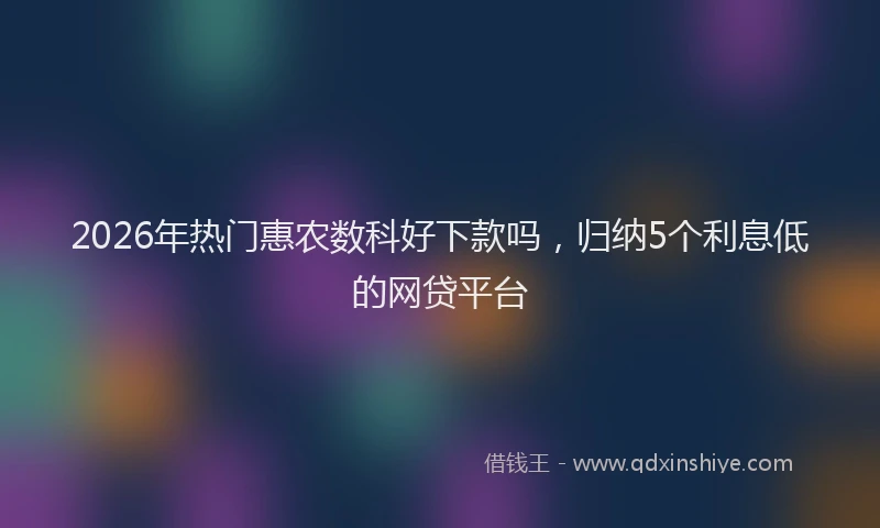 2026年热门惠农数科好下款吗，归纳5个利息低的网贷平台