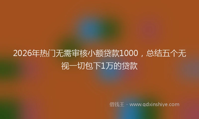 2026年热门无需审核小额贷款1000，总结五个无视一切包下1万的贷款