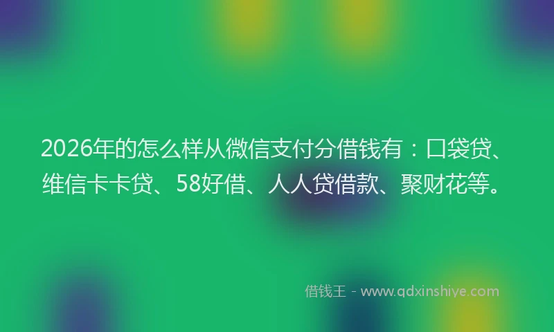 2026年的怎么样从微信支付分借钱有：口袋贷、维信卡卡贷、58好借、人人贷借款、聚财花等。