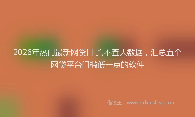 2026年热门最新网贷口子,不查大数据，汇总五个网贷平台门槛低一点的软件