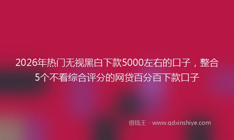 2026年热门无视黑白下款5000左右的口子，整合5个不看综合评分的网贷百分百下款口子