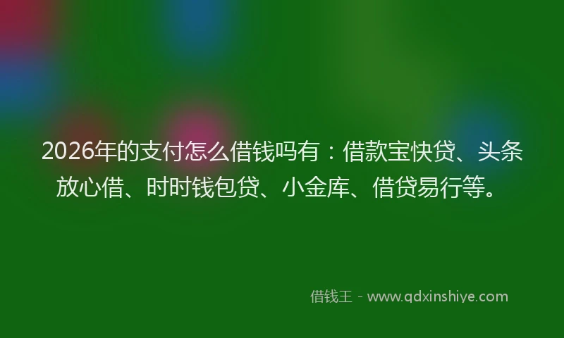 2026年的支付怎么借钱吗有：借款宝快贷、头条放心借、时时钱包贷、小金库、借贷易行等。