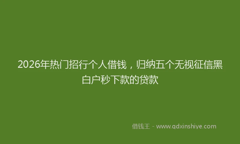 2026年热门招行个人借钱，归纳五个无视征信黑白户秒下款的贷款