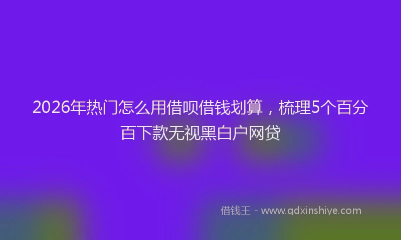 2026年热门怎么用借呗借钱划算，梳理5个百分百下款无视黑白户网贷
