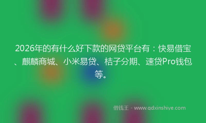 2026年的有什么好下款的网贷平台有：快易借宝、麒麟商城、小米易贷、桔子分期、速贷Pro钱包等。