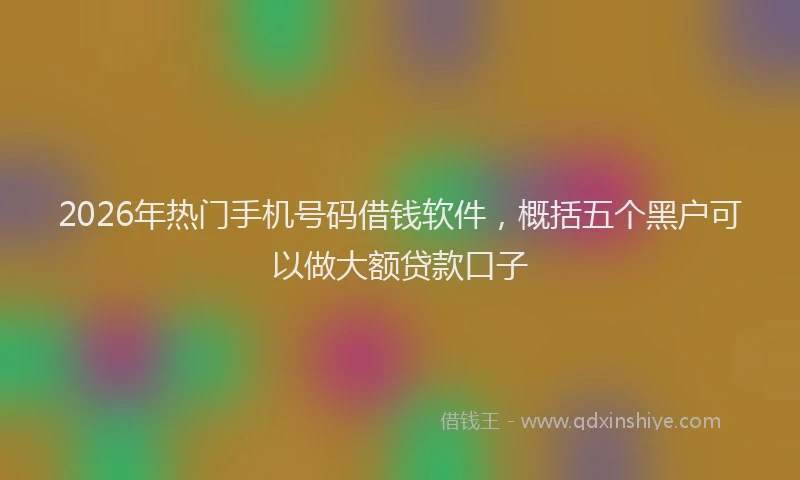 2026年热门手机号码借钱软件，概括五个黑户可以做大额贷款口子