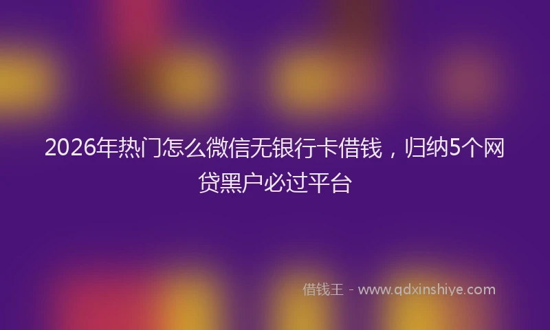 2026年热门怎么微信无银行卡借钱，归纳5个网贷黑户必过平台