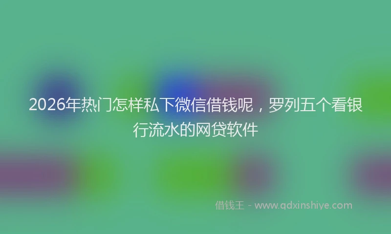 2026年热门怎样私下微信借钱呢，罗列五个看银行流水的网贷软件