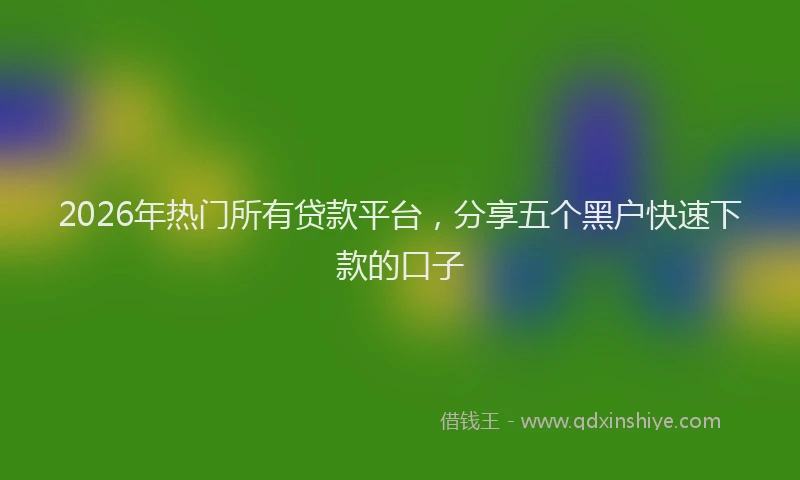 2026年热门所有贷款平台,分享五个黑户快速下款的口子