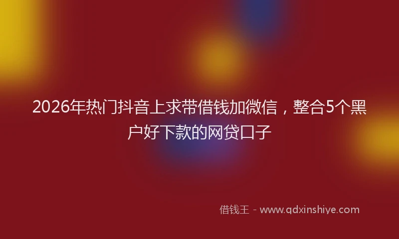 2026年热门抖音上求带借钱加微信，整合5个黑户好下款的网贷口子