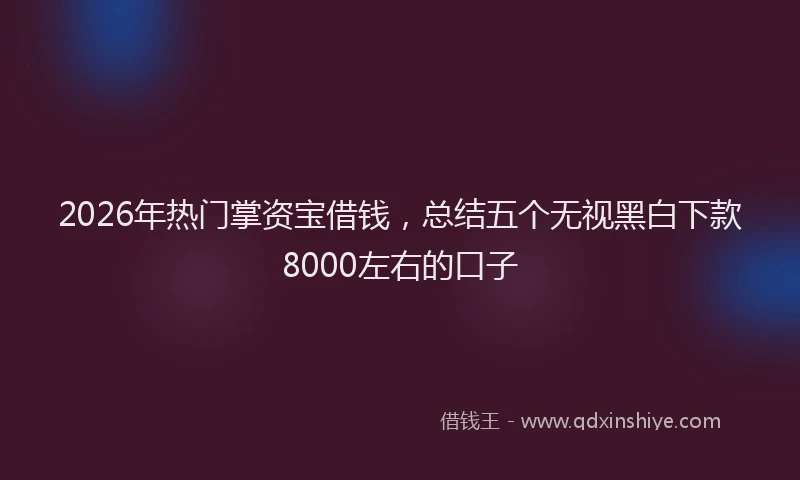 2026年热门掌资宝借钱,总结五个无视黑白下款8000左右的口子