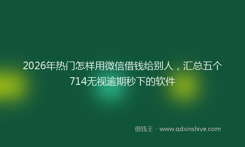 2026年热门怎样用微信借钱给别人，汇总五个714无视逾期秒下的软件