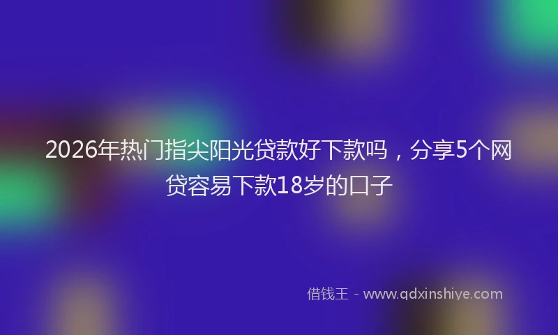 2026年热门指尖阳光贷款好下款吗，分享5个网贷容易下款18岁的口子