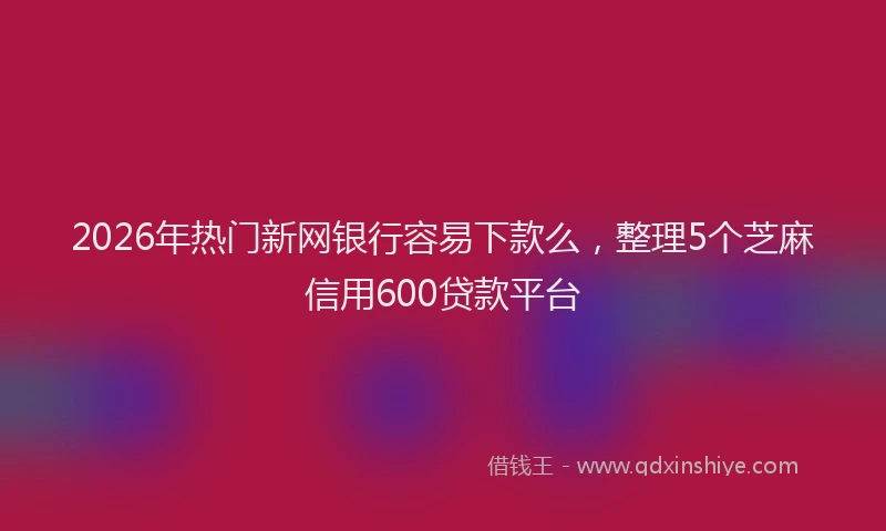 2026年热门新网银行容易下款么，整理5个芝麻信用600贷款平台